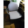 Blue Cloth Black Frame Stacking Guest Chair w Arms